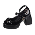 Mary Jane Heels With Bow – 9cm Block Heel Pumps for Women | Punk-Inspired Style