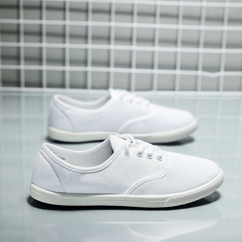 Lace-Up Classic Canvas Sneakers - Breathable Flat Shoes for Everyday Wear