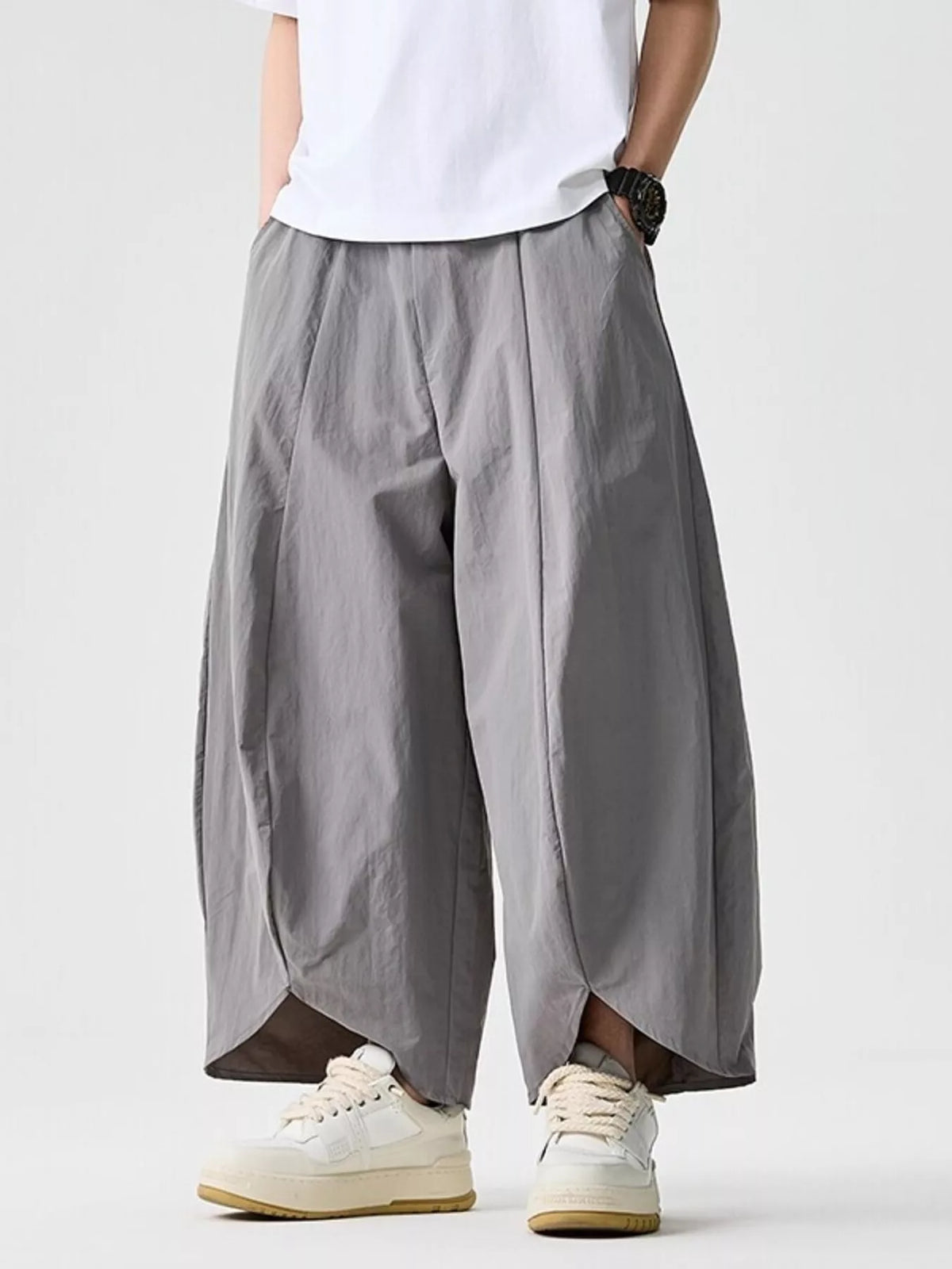 Men's Plus Size Cropped Wide-Leg Harem Pants