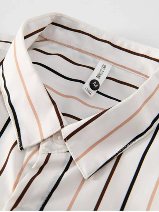 Another view: Men's Plus Size Striped Button Up Shirt