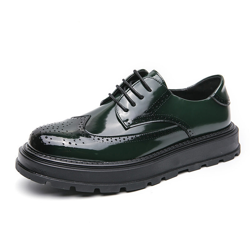 Men's British-Style Glossy Height-Increasing Leather Shoes – Tassel Loafer, Microfiber Upper