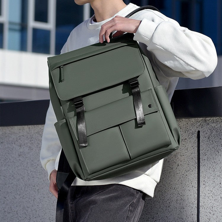 Men's Waterproof Nylon Backpack - Large Capacity Travel Backpack with Curved Shoulder Straps