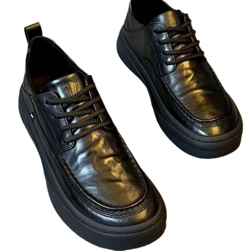 Men's Lightweight Leather Dress Shoes - Soft Sole Casual Lace-Up Oxfords