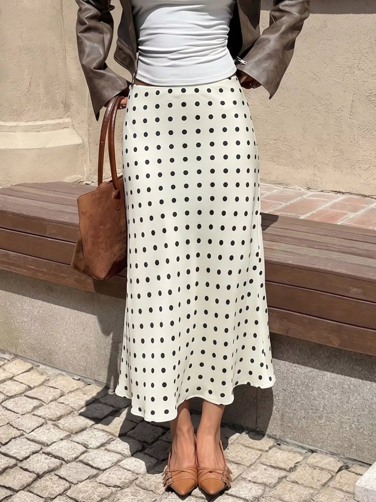Polka-Dot Midi Skirt