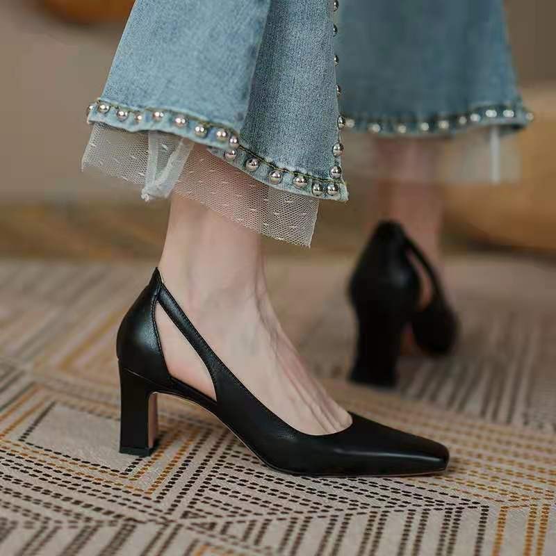 Women's Chunky Heel Square Toe Pumps - Professional Commuter Dress Shoes