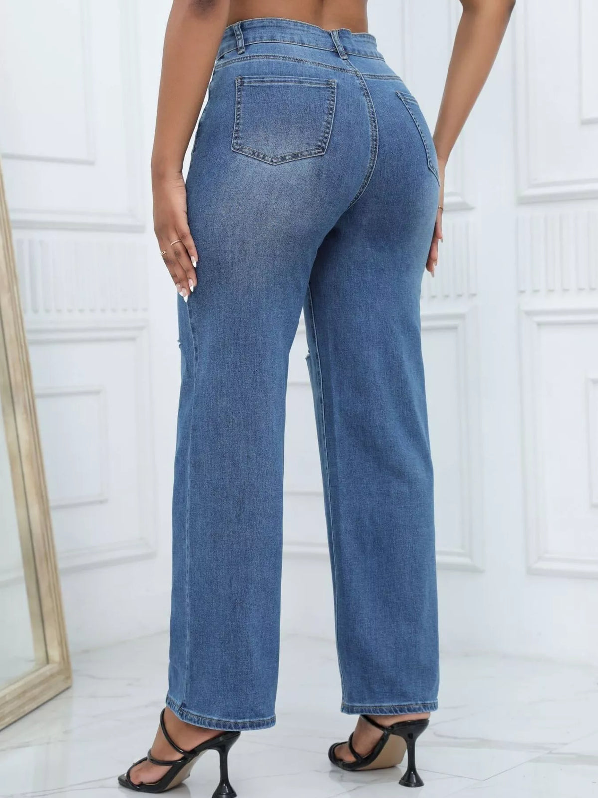 Women's Distressed Wide-Leg Jeans