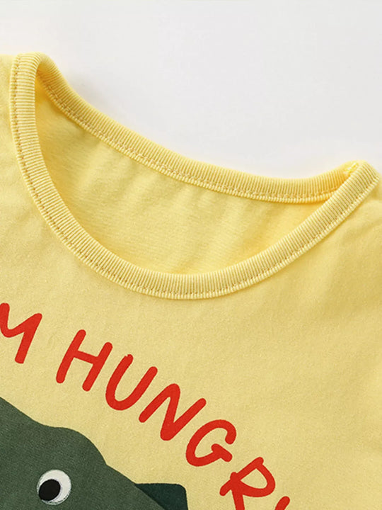 Another view: Kids’ Crocodile Cotton T-Shirt — Yellow
