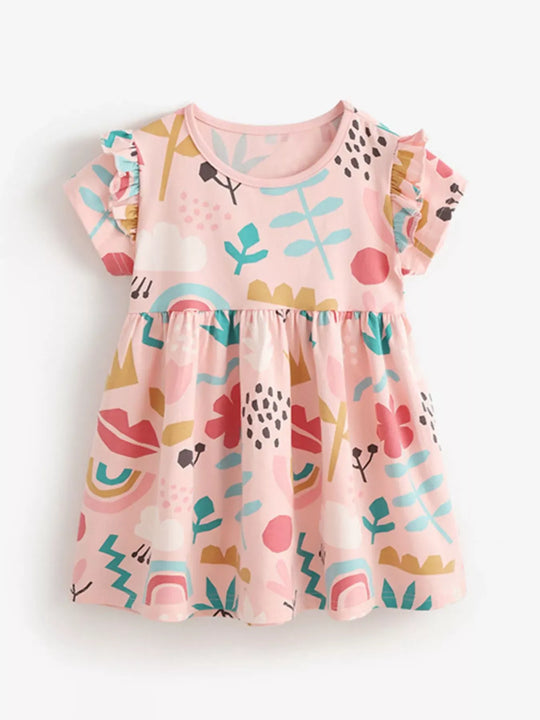 Another view: Pale Blush Ruffle-Sleeve Cotton Dress
