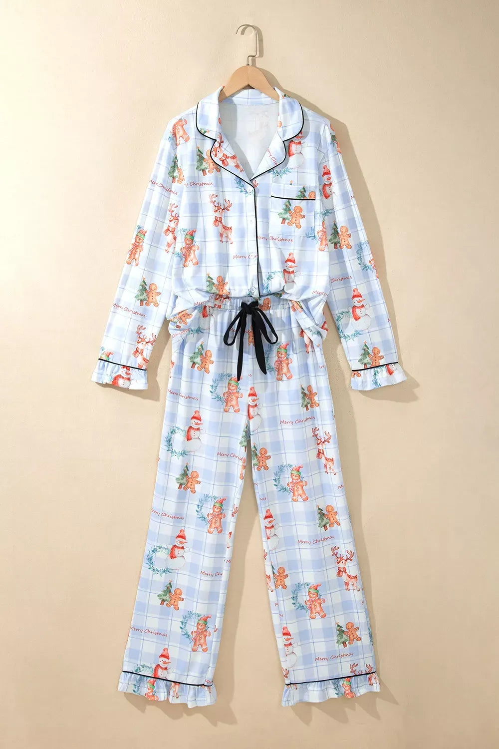 Women's Christmas Plaid Cartoon-Print Pajama Set — photo 2