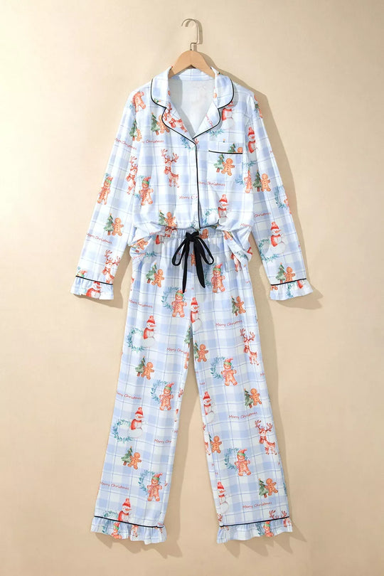 Another view: Women's Christmas Plaid Cartoon-Print Pajama Set