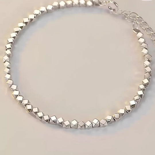Another view: 925 Sterling Silver Geometric Chain Adjustable Bracelet