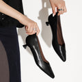 Women's Washed Cowhide Kitten Heel Pumps | Pointed Toe Leather Dress Shoes