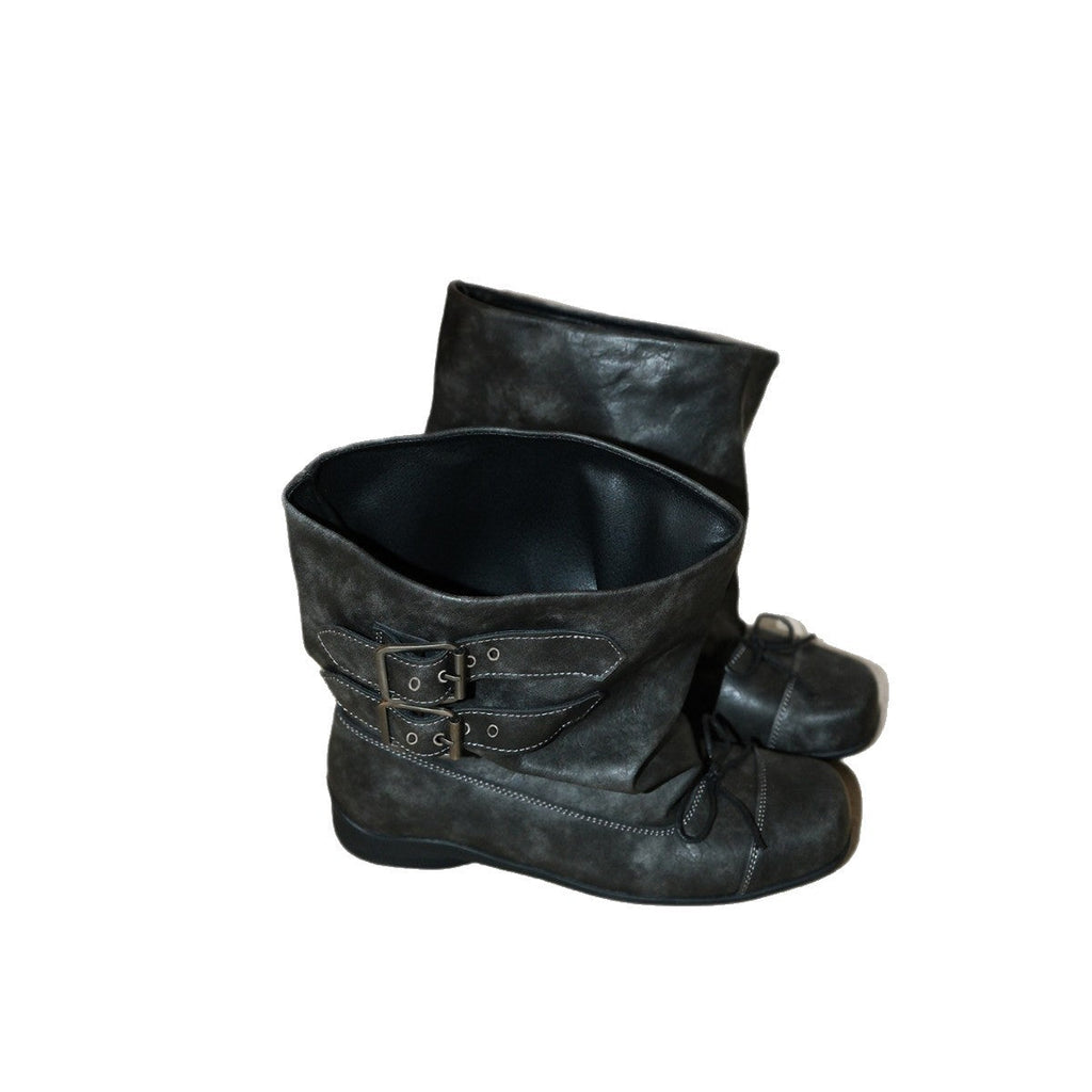 Women's Bow-tie Ankle Boots – Wide Calf Chunky Heel Slip-On Soft Sole