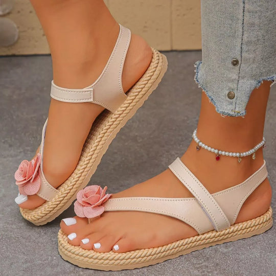 Another view: Flower Toe Loop Sandals