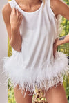 Off-white faux-feather trim top by BiBi