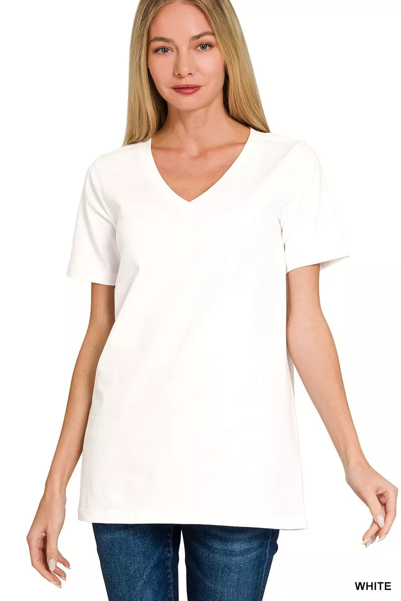 V-Neck Short Sleeve T-Shirt — White