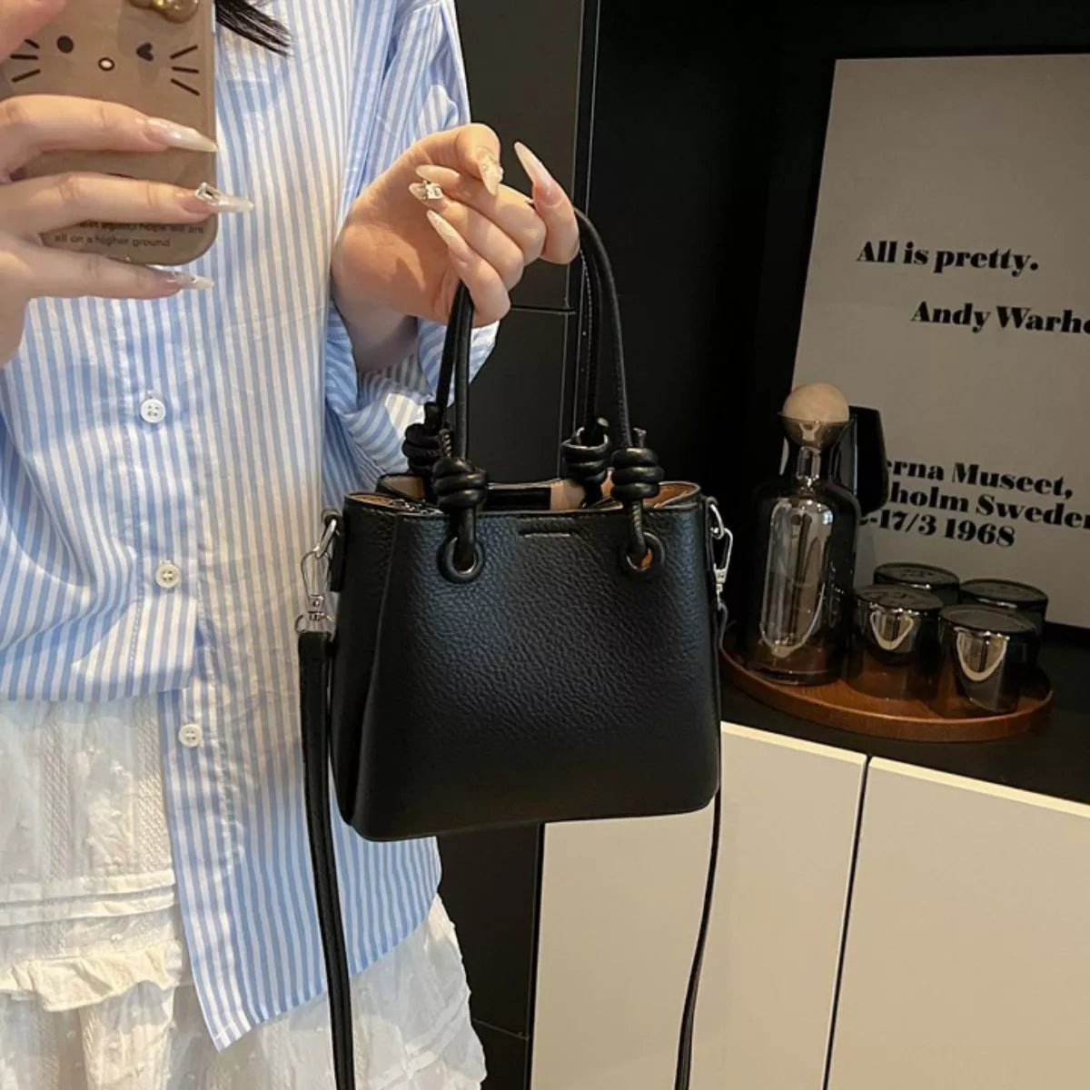 Black Mini PU Leather Crossbody Bag