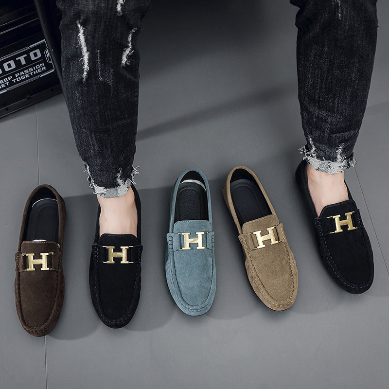 Men's British-Style Slip-On Casual Leather Shoes | Round Toe PU Leather Loafers