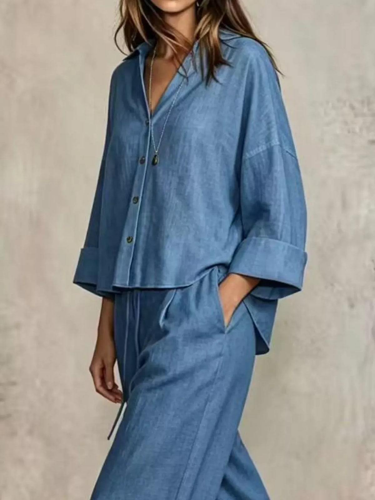 Women's Button-Down Shirt & Wide-Leg Pants Set — photo 14
