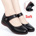 Women's Peep Toe Wedge Heel Shoes – Soft Sole Single Strap Buckle Flats | Black & Off-White