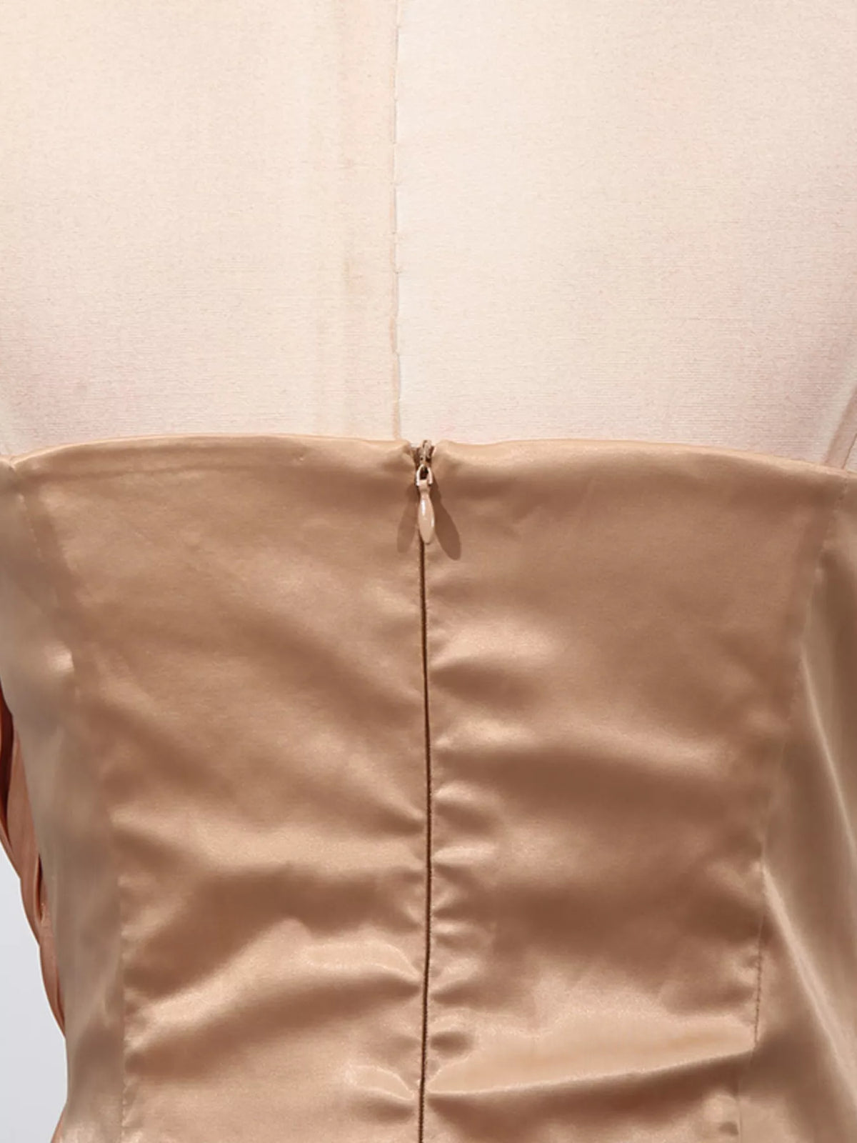 Champagne Ruched Halter-Neck Maxi Dress