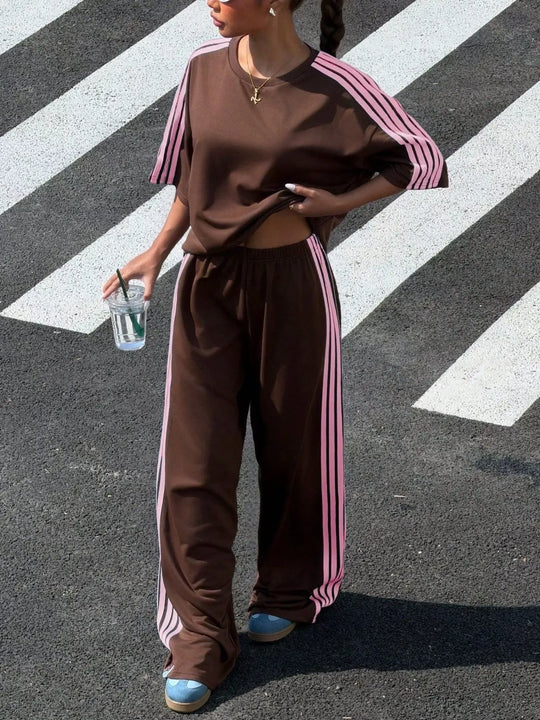 Another view: Striped Short-Sleeve Top & Pants Set