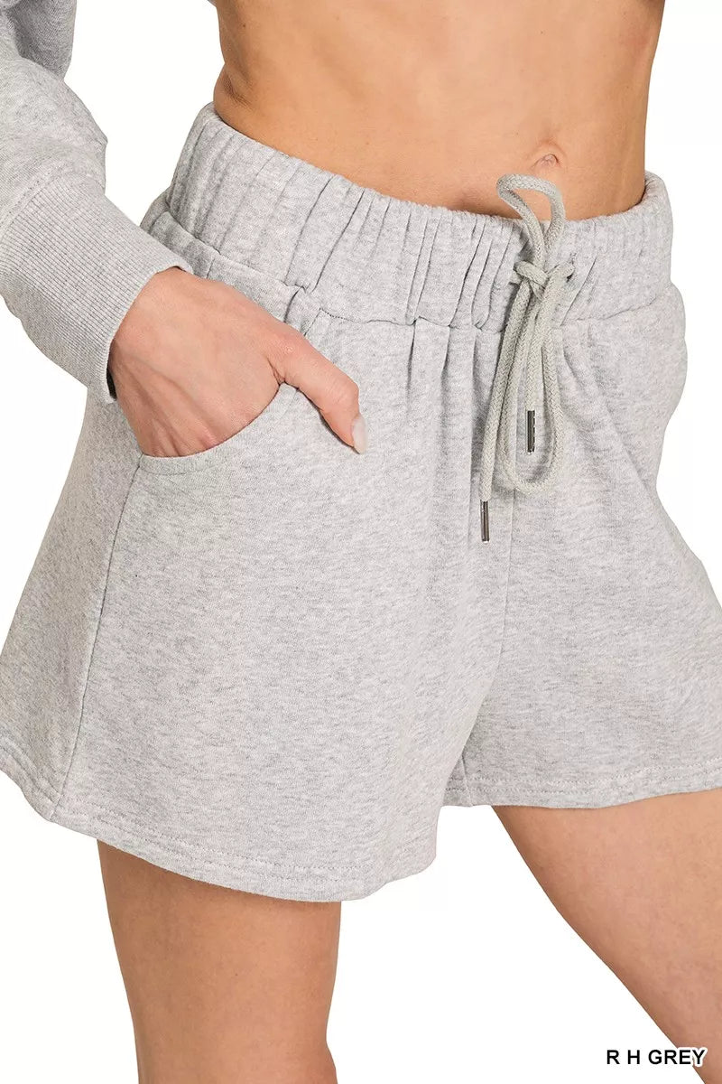 Fleece Long Sleeve Sweatshirts & Shorts Set — R H Grey