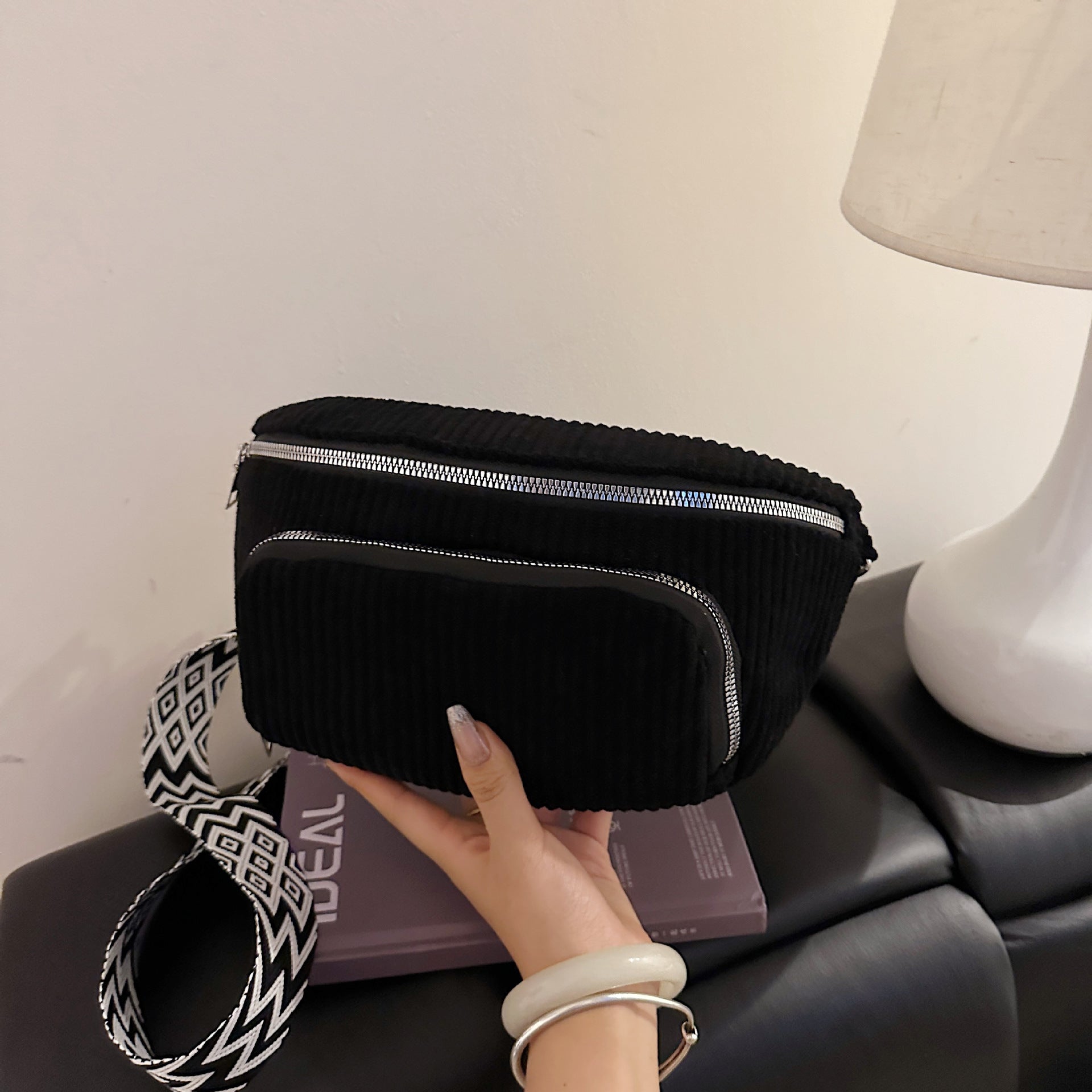 Corduroy Crossbody Bag for Women - Lightweight Minimalist Streetwear Style
