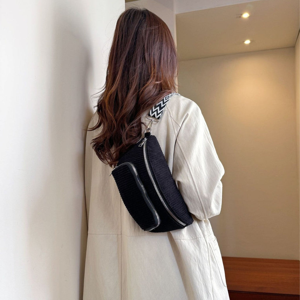 Corduroy Crossbody Bag for Women - Lightweight Minimalist Streetwear Style