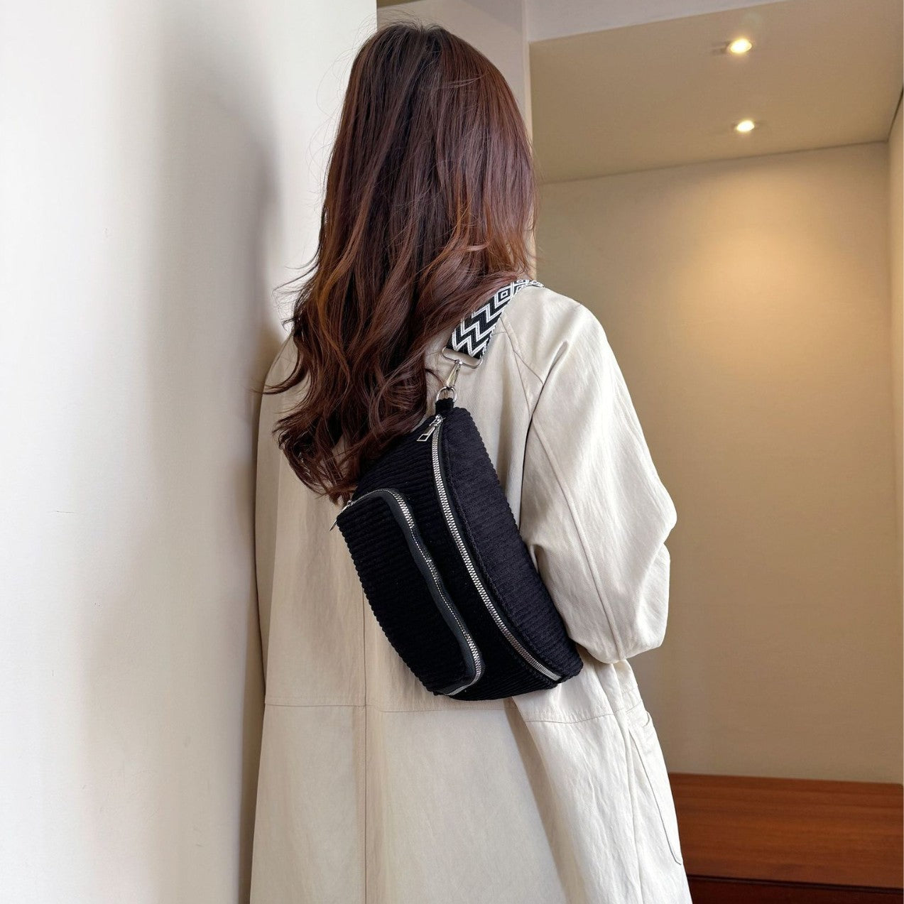 Corduroy Crossbody Bag for Women - Lightweight Minimalist Streetwear Style