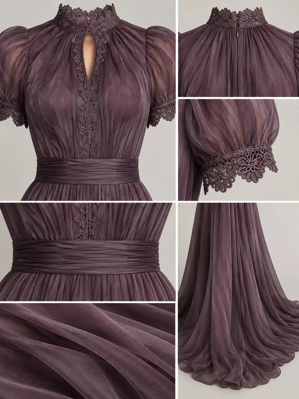Mock-Neck Chiffon Keyhole Maxi Dress — photo 7