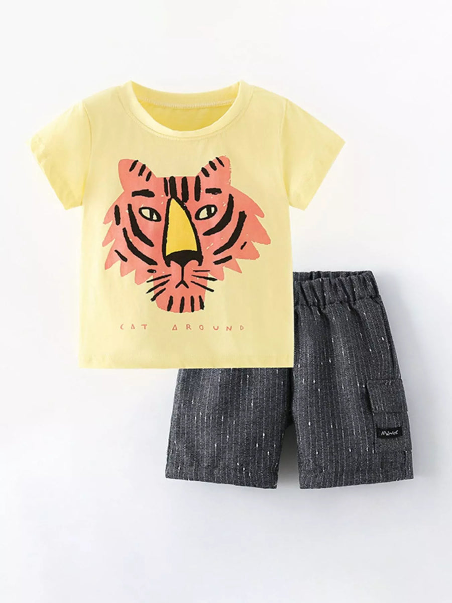 Tiger T-Shirt & Shorts Set — Yellow