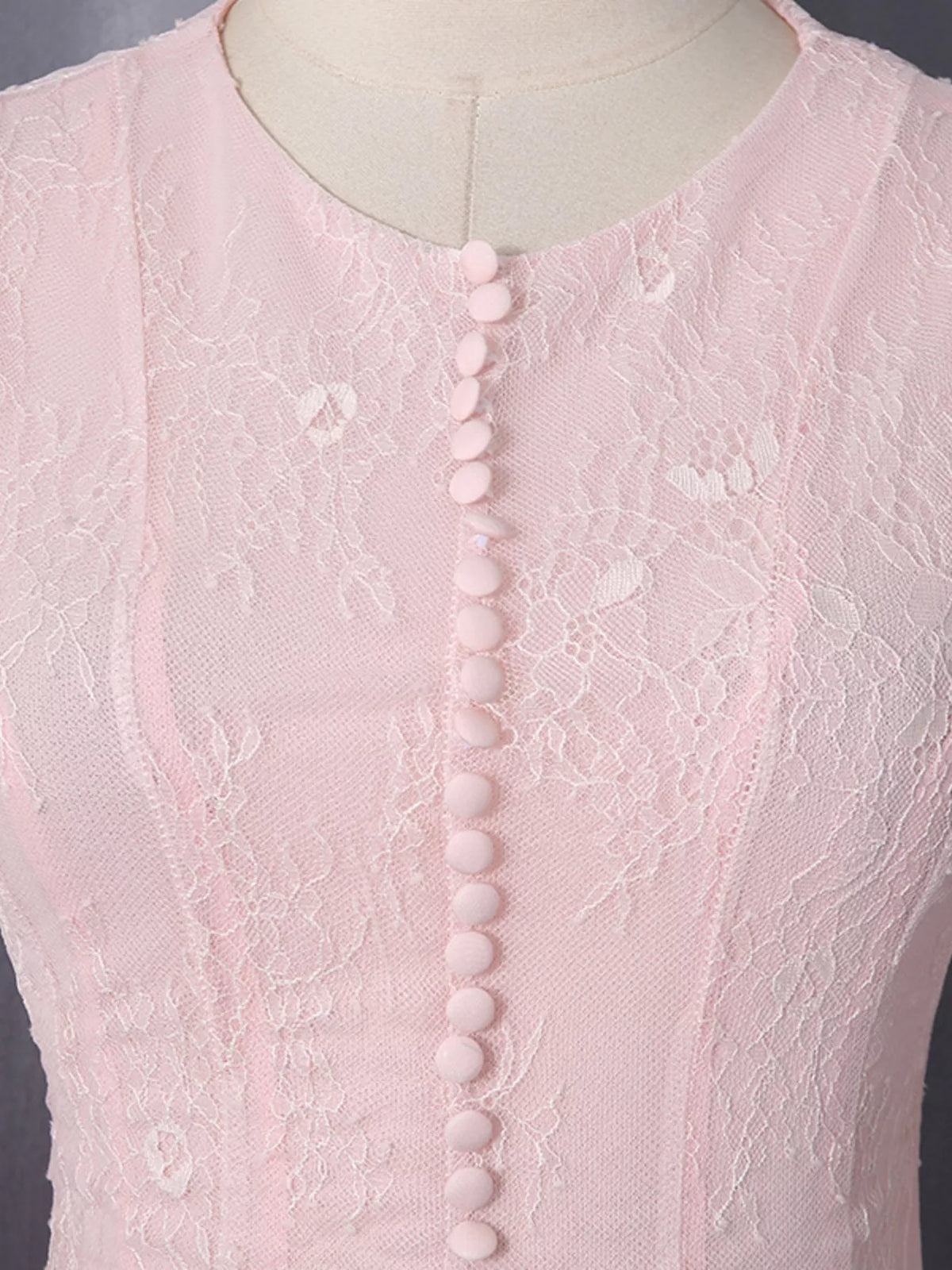 Pink Lace Flare-Sleeve Mini Dress