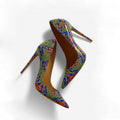 Women's Floral Pointed Toe Stiletto Heels - Vintage Pattern High Heels