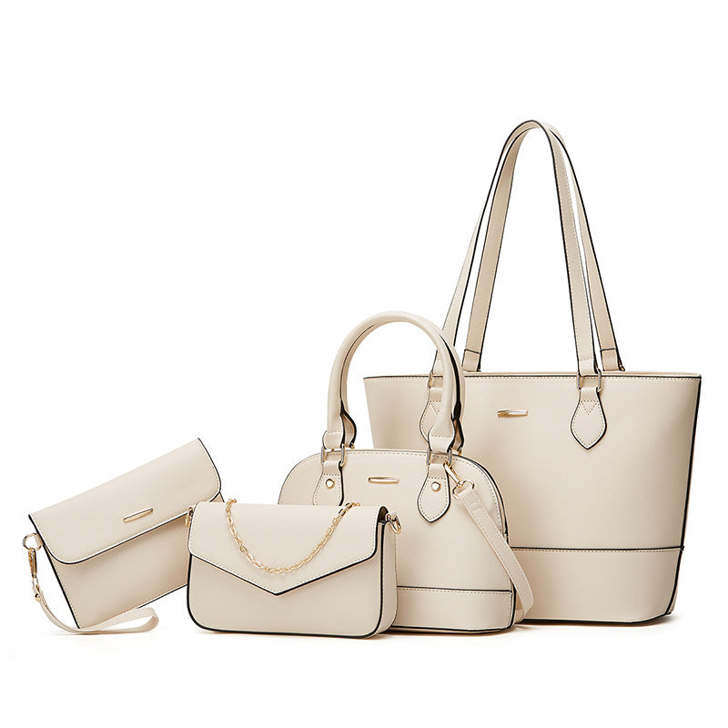 Women's PU Leather Tote Bag Set – Structured Shoulder Bag with Multi-Compartment Organizer