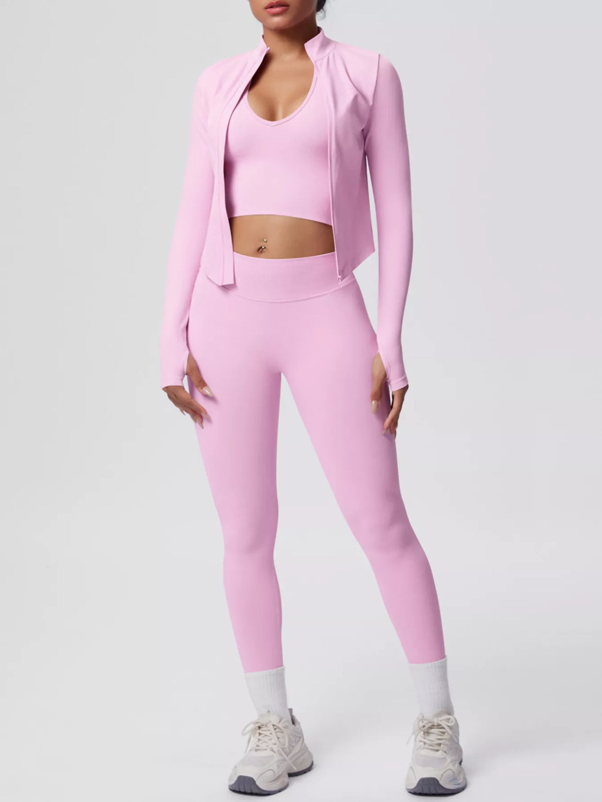 Tank, Zip Jacket & Leggings 3-Piece Active Set