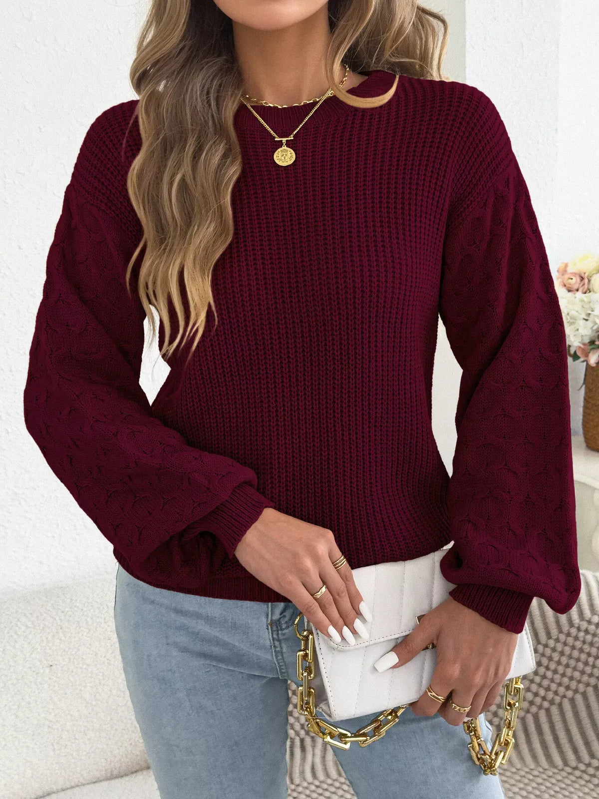 Women's Textured Ribbed Drop-Shoulder Sweater — photo 10