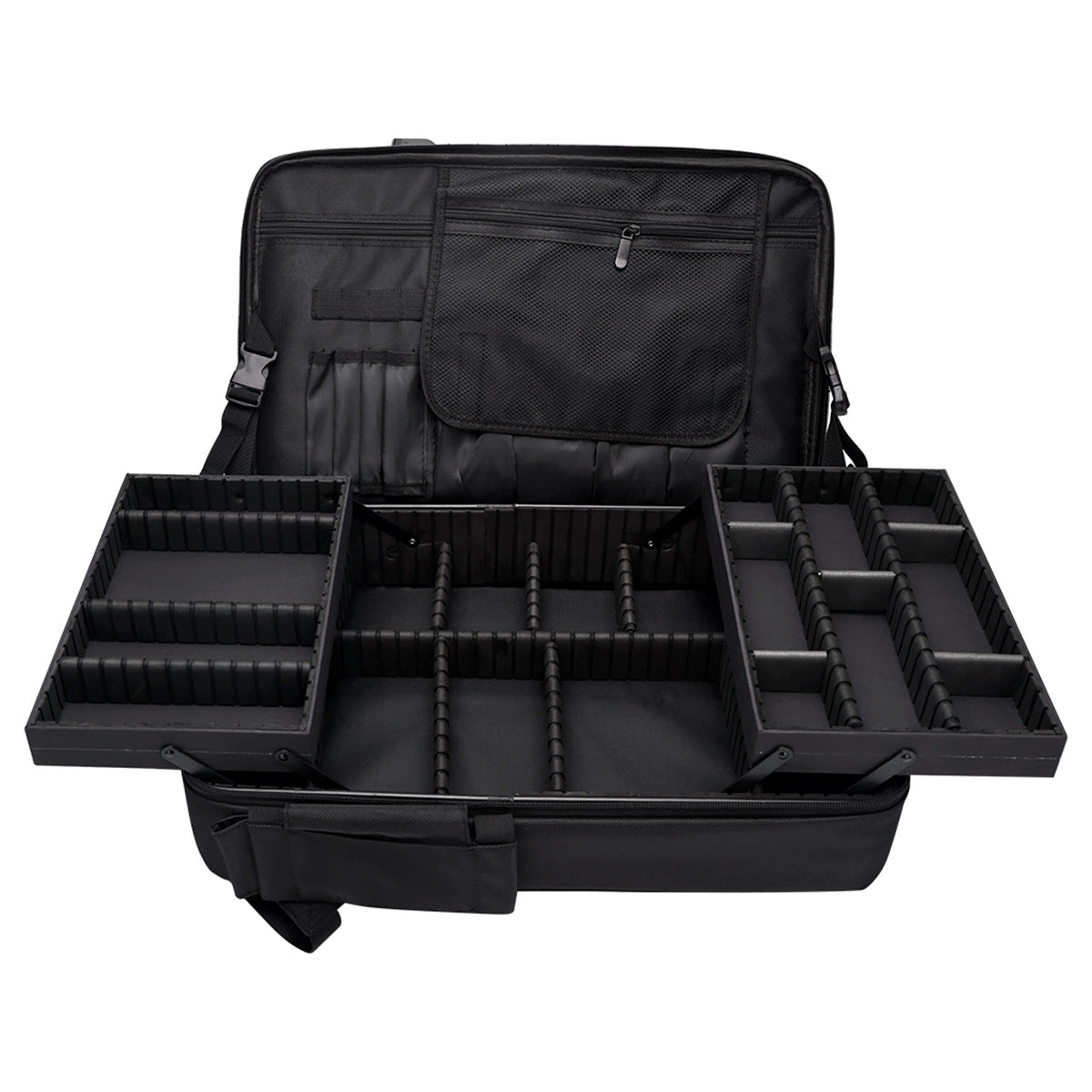 Black High Capacity Makeup Artist Backpack – Multifunctional Travel & Professional Organizer Bag
