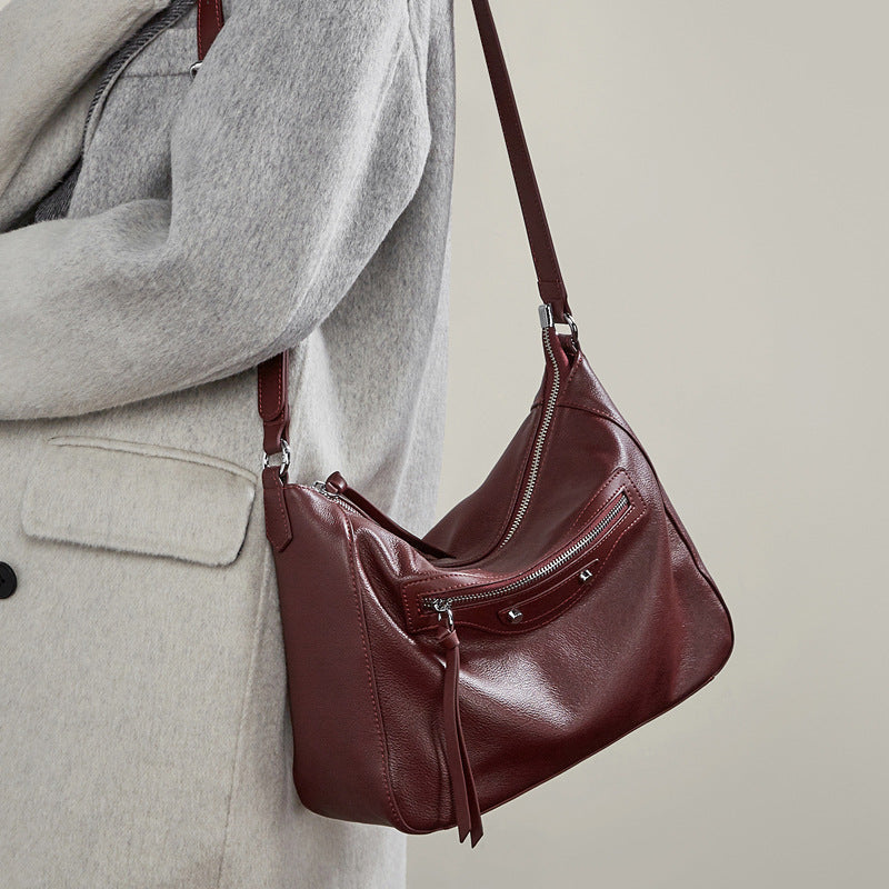Women's Large Capacity Genuine Leather Crossbody Bag | Retro Style