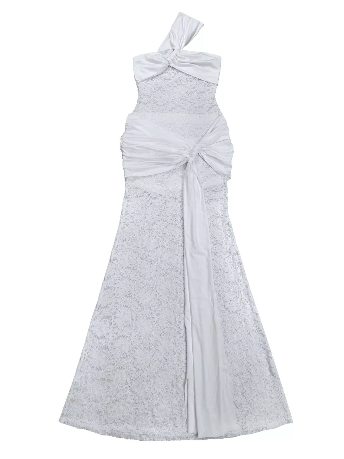 One-Shoulder Lace Cutout Maxi Dress