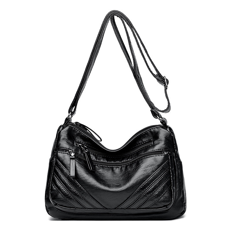 Retro-Textured Crossbody Shoulder Bag – Minimalist PU Leather Women's Bag