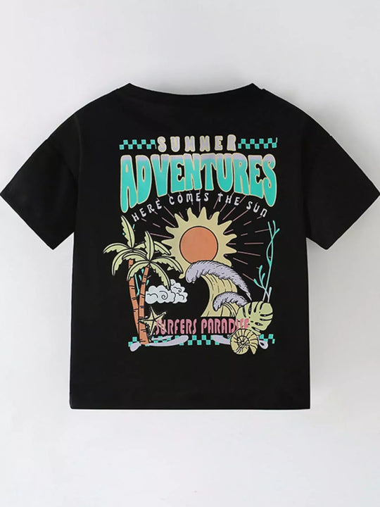 Another view: Sun & Wave Cotton-Blend T-Shirt — Black