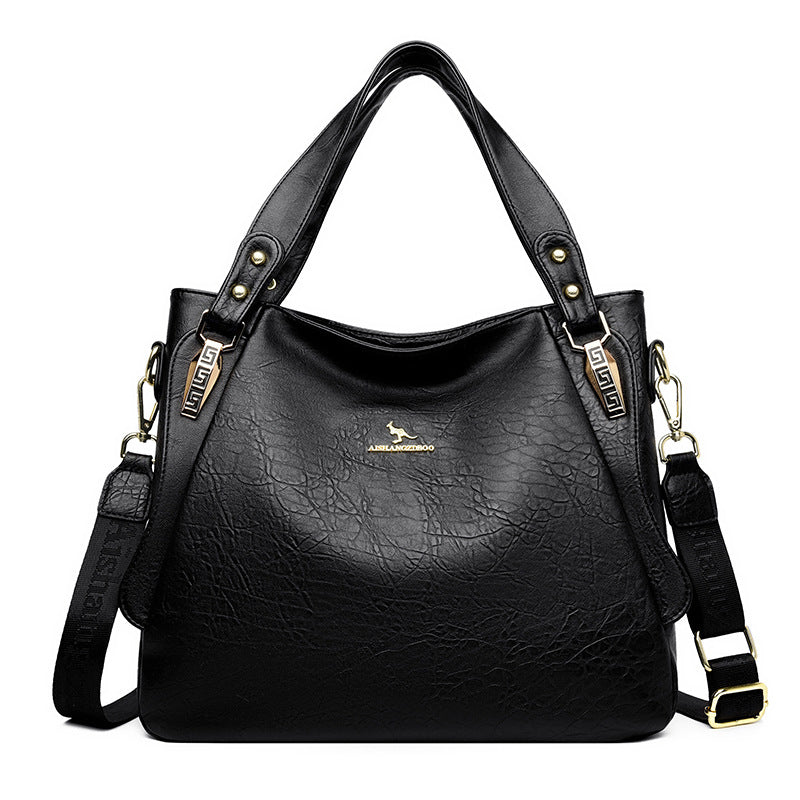 Women's High-Capacity PU Leather Tote Shoulder Bag | Elegant Niche Design | Black, Khaki, Brown