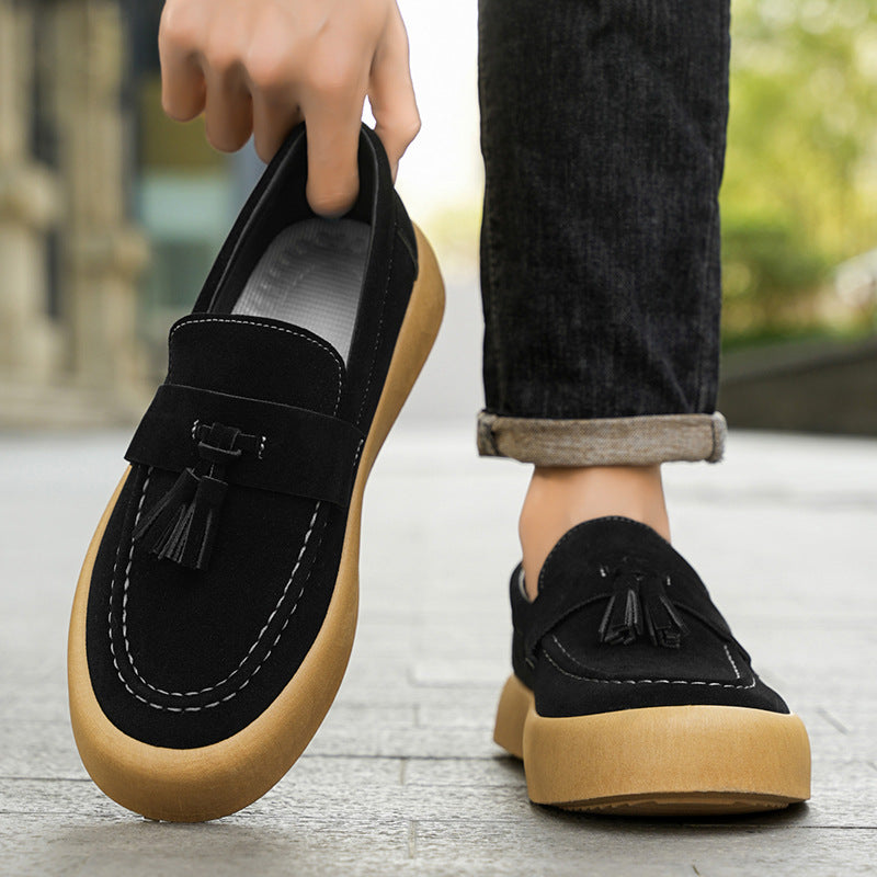 Men's British Style Derby Loafers – Suede Slip-On Casual Shoes