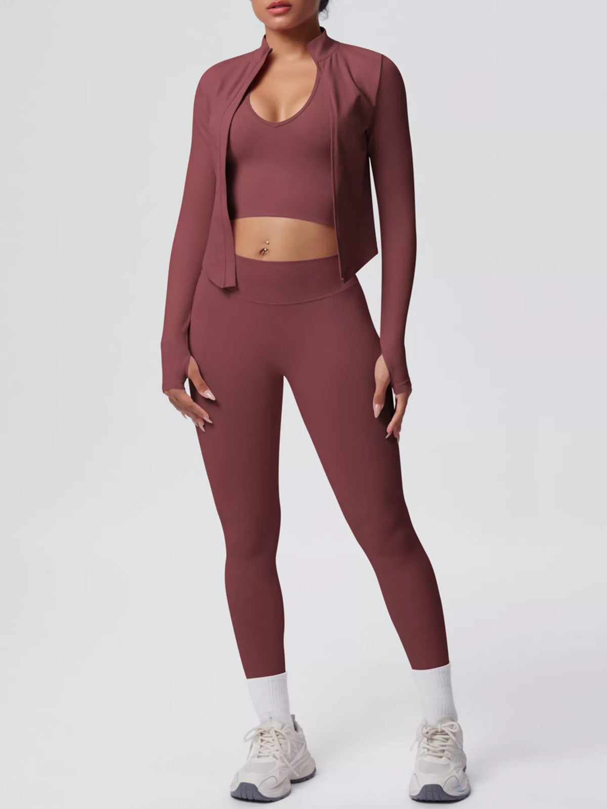 Tank, Zip Jacket & Leggings 3-Piece Active Set