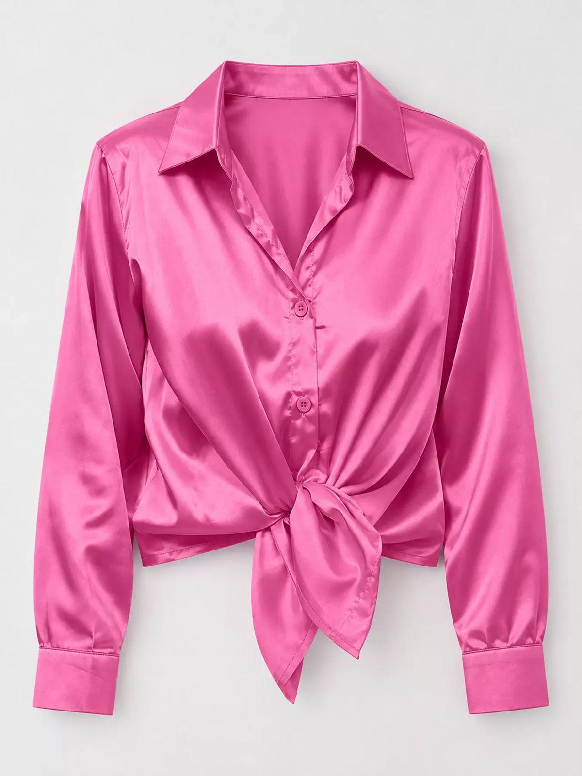 Women's Satin High-Low Button-Down Shirt — photo 33