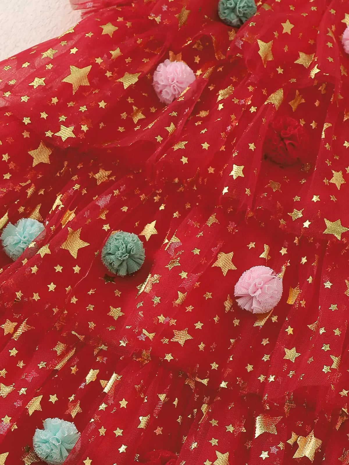 Baby Star Print Pom-Pom Tulle Dress — photo 8