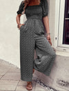 Noelle Printed Square Neck Puff Sleeve Jumpsuit — product view 12