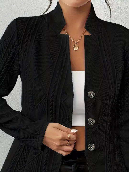 Another view: Textured Knit Button-Front Blazer