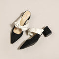 Women's Chunky Heel Pointed Toe Slip-On Heels with Bow | French Style Block Heels